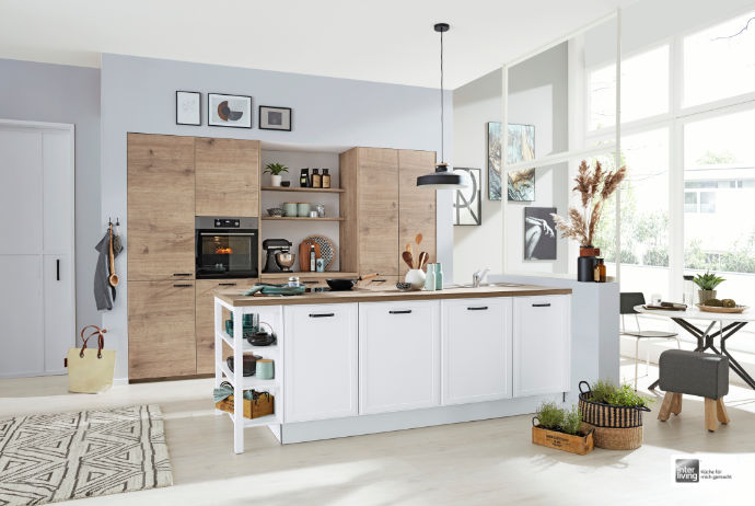 Interliving Einbauküche 3036 Steineiche / Weiß softmatt