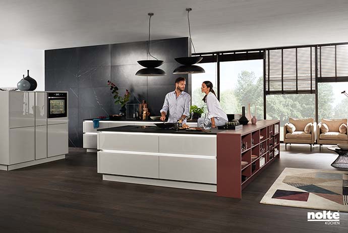 Nolte Einbaukueche Nova Lack Platingrau Hochglanz