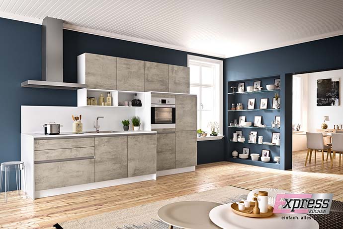 Nolte Express Einbauküche Beton Beton Hell