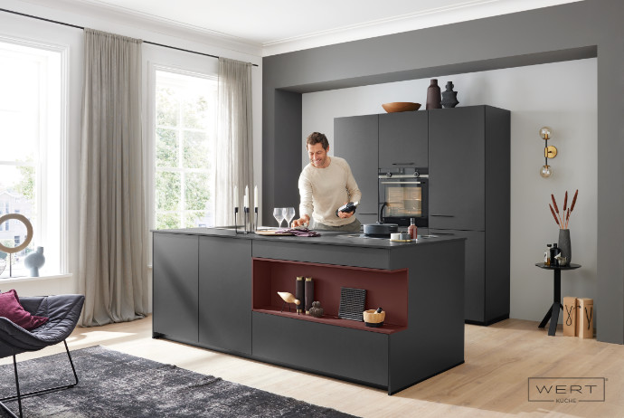 Wert Küche Einbauküche Nora Lavaschwarz