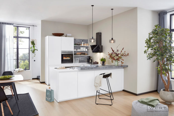 Wert Küche Einbauküche Ulrika Kristallweiss Matt